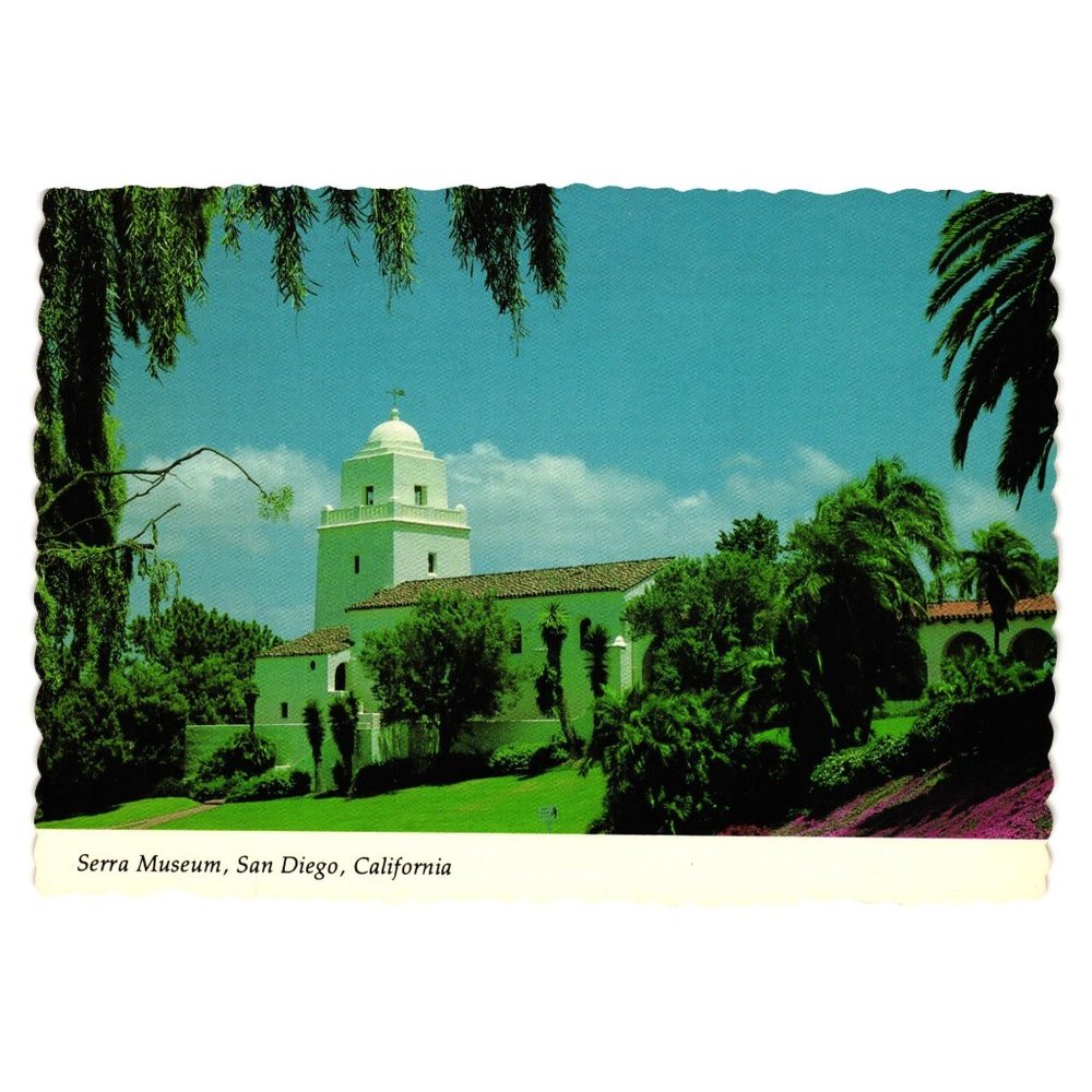 Vintage Postcard Serra Museum San Diego California Presidio Park Mission Town
